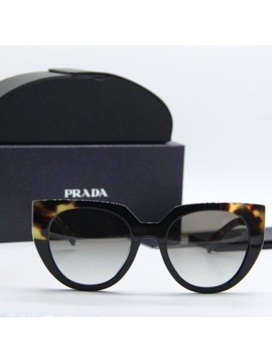 Prada PR14WS 3890A7 Cat Eye Sunglasses – Black/Medium Tortoise\\Grey main image 8